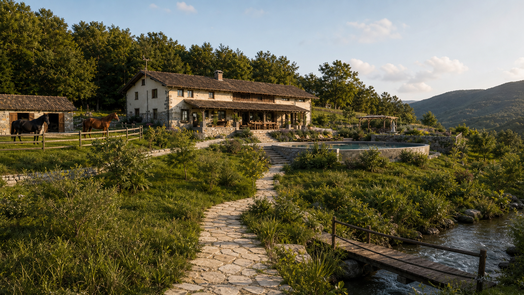 Dolazak na seosko imanje Secret Garden u Golinji s kućom, bazenom i pogledom na dolinu