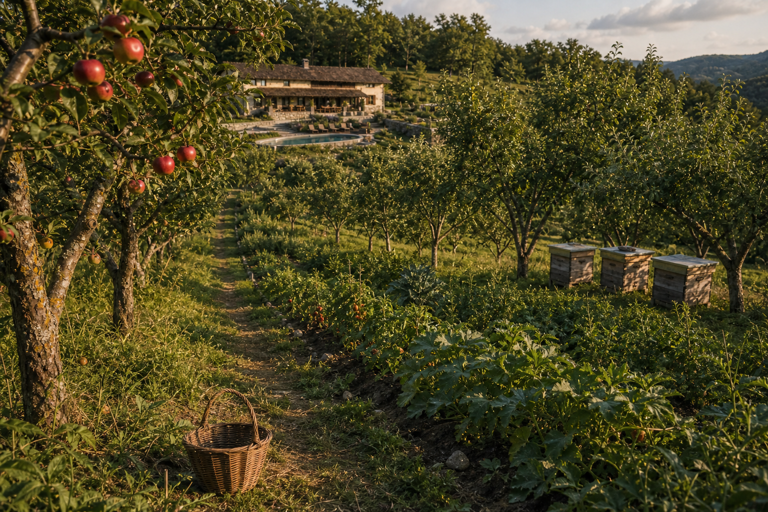 Voćnjak, povrtne gredice i domaći proizvodi na imanju Secret Garden u Golinji